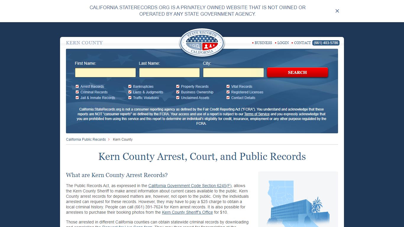 Kern County Arrest, Court, and Public Records